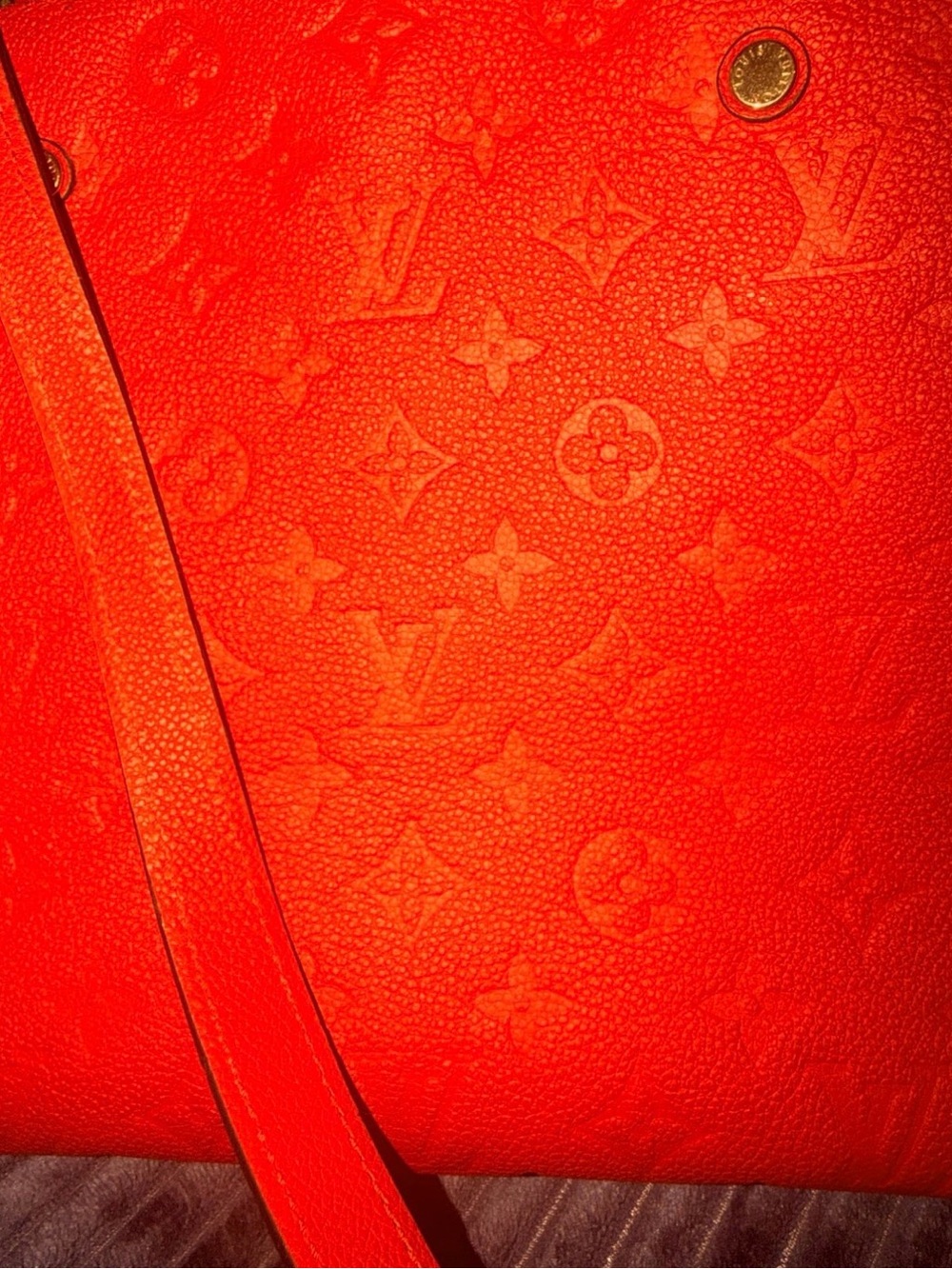 Louis Vuitton Orange Embossed Monogram Satchel with Strap - Picture 10 of 12